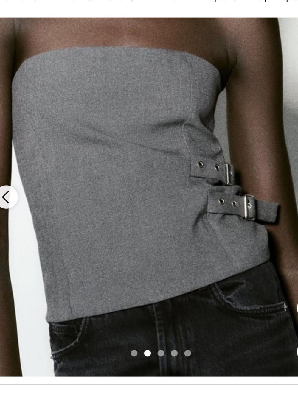 Zara gray strapless top featuring structured side buckles size XL